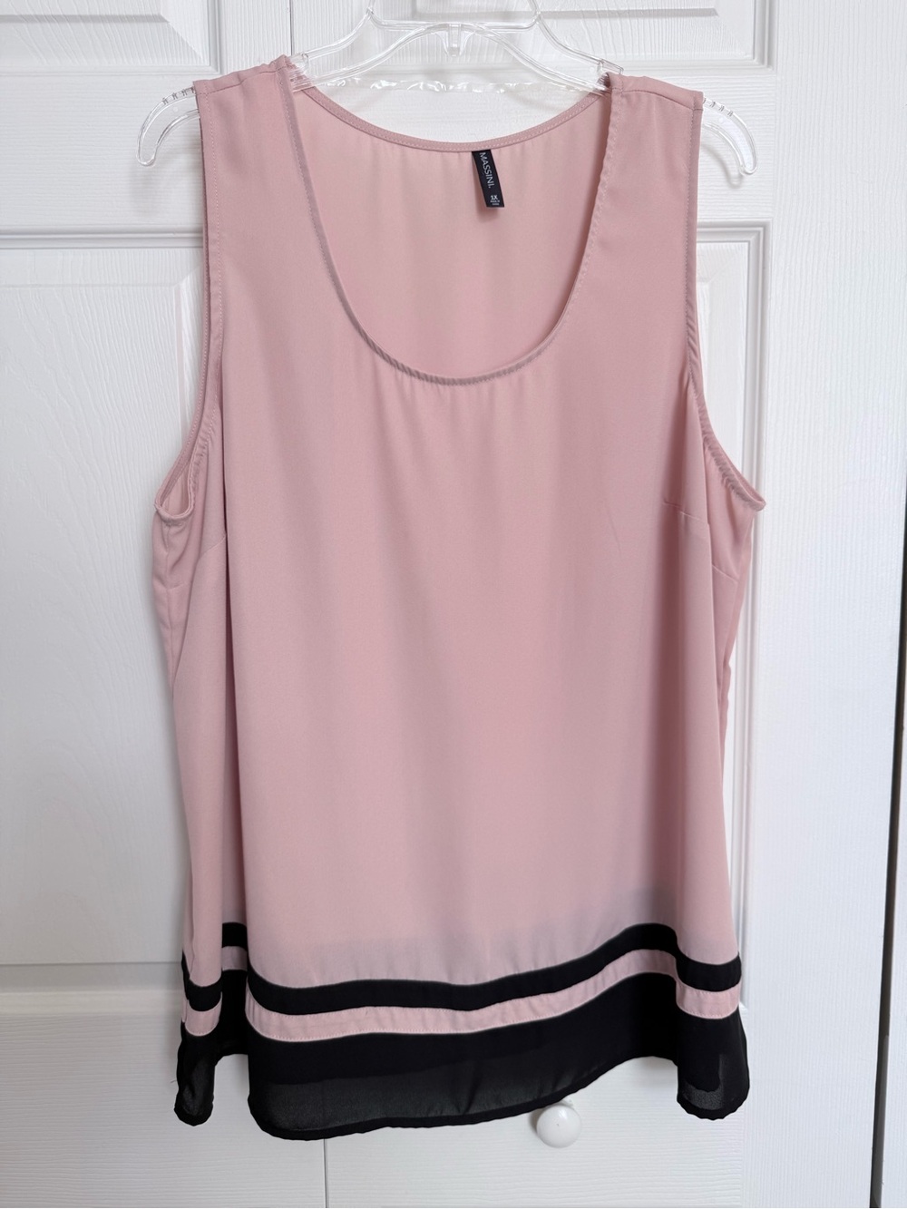 Massini Blush Pink Sleeveless Tank with Black Trim